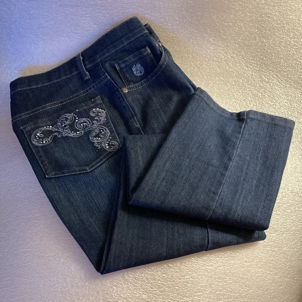Gloria Vanderbilt Amanda Straight Leg Indigo Denim Tint Finish Jeans - Sz 12P